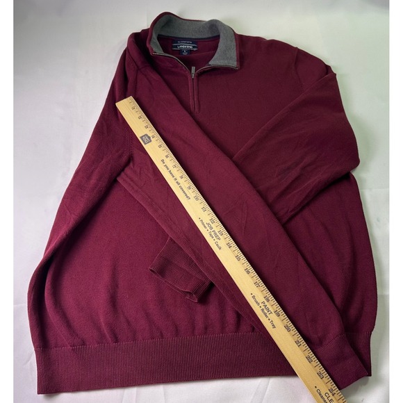 Lands End Mens Burgundy 100% Supima Cotton Quarter Zip Pullover Sweater Large - Picture 5 of 9